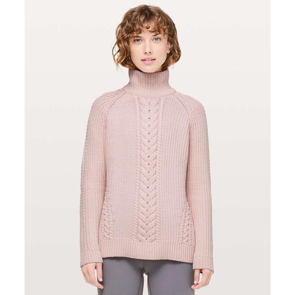 NWT Lululemon Bring The Cozy Turtleneck Chunky Knit Size 6 Misty PINK $148